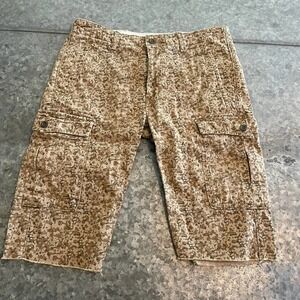 Levi's Camo Cargo Shorts 90s Y2K Cut Off Tan Brown White Tab Logo Mens 32